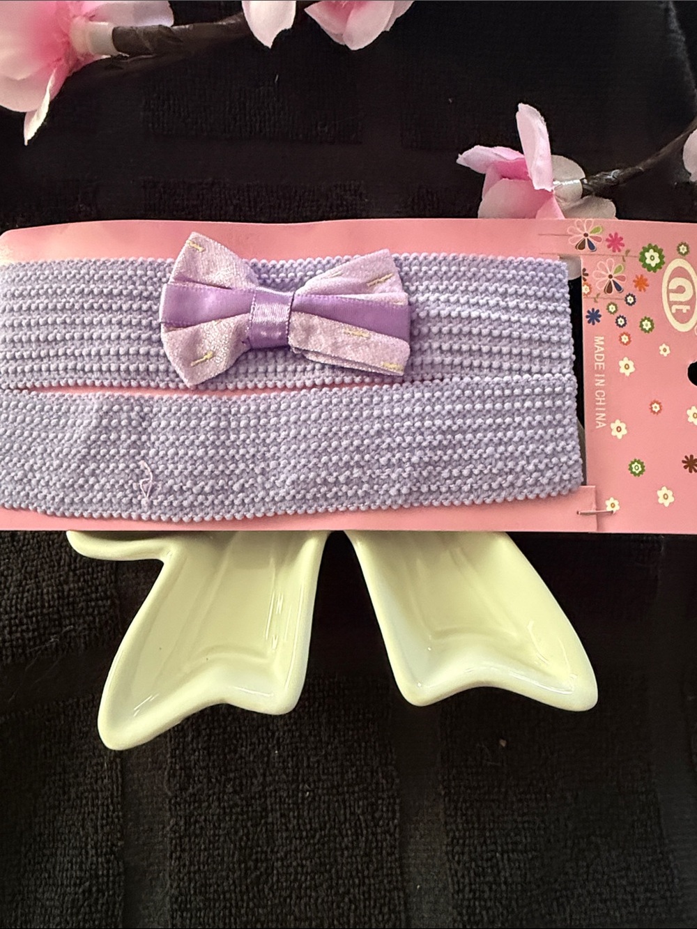 Lilac Knit Bow Headband for Kids